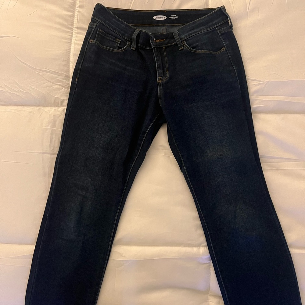 Old Navy Women's Dark Power Slim Straight Jeans